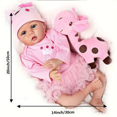 20 Inch Realistic Newborn Reborn Doll Girl with Soft Body and Giraffe Outfit