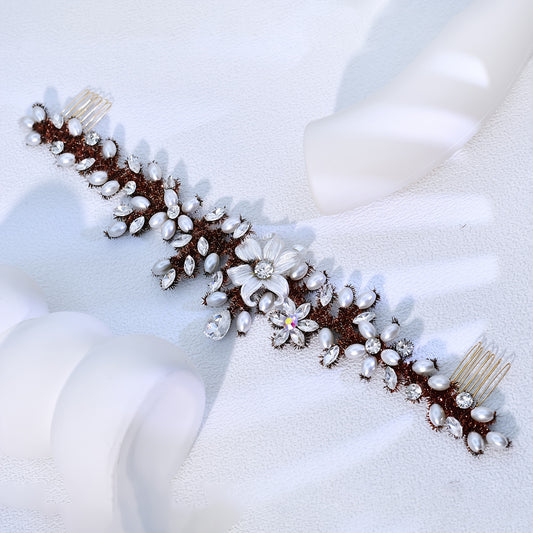 Vintage Floral Rhinestone Bridal Headpiece Handcrafted Beaded Wedding Accessory