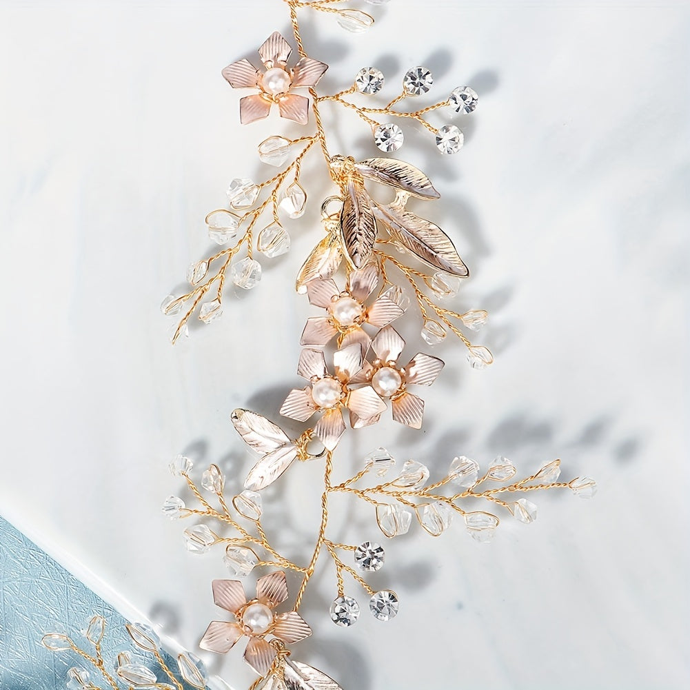 3pcs Flower & Crystal Bridal Headwear Hair Band & Pin