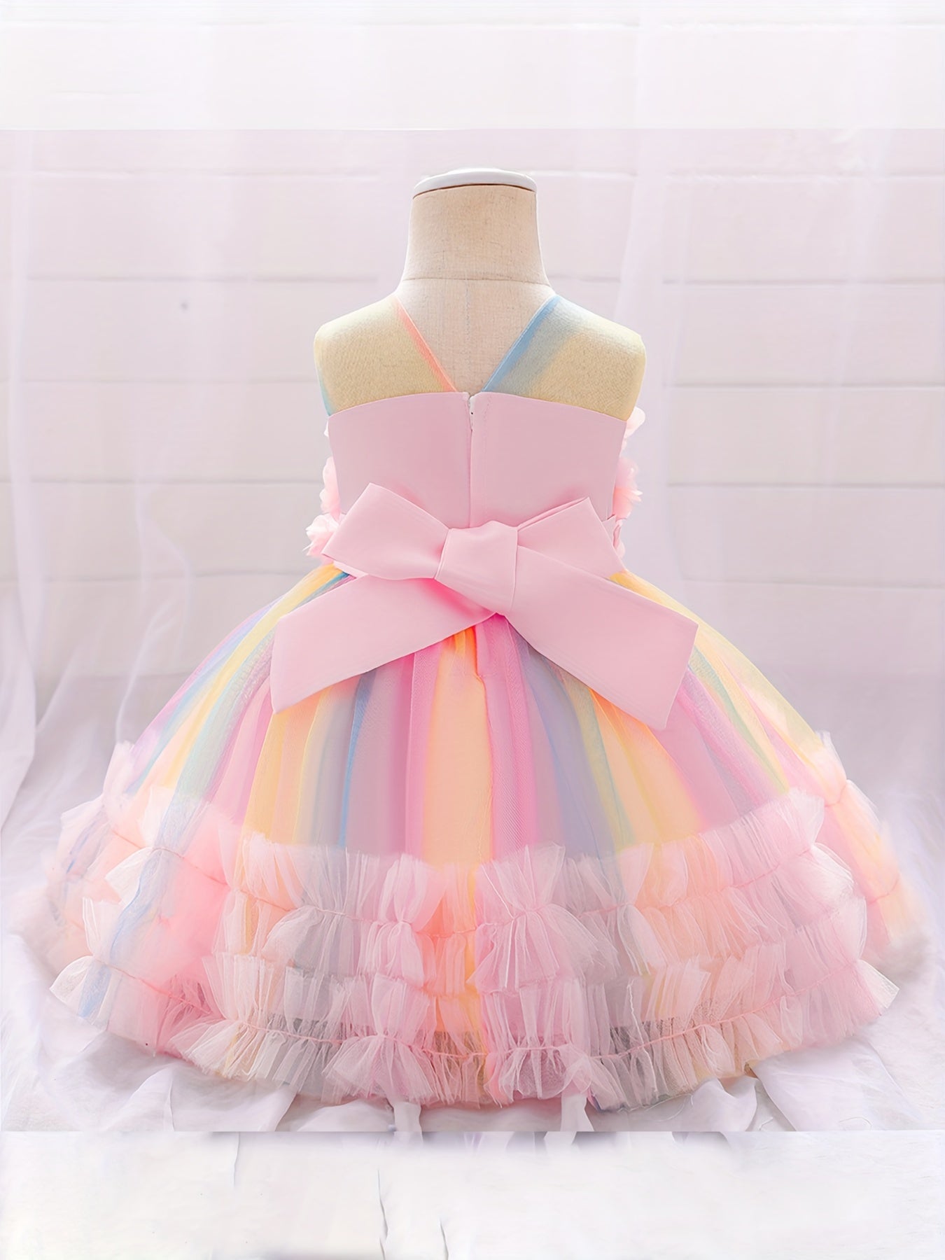 Baby Girls Gorgeous Gown Dress Mesh Appliques Princess Dress Tutu Dress
