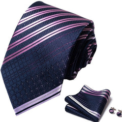 Men's Classic Business Tie Set with Pocket Square & Cufflinks