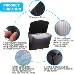 2pcs Expanding File Folder With Cover Portable Filing Box