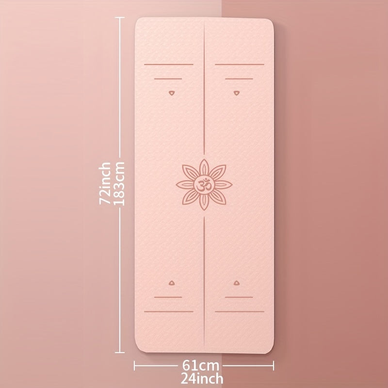 Non-slip Soft Fitness Mat for Yoga with Body Guide Line