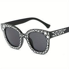Rhinestone Star Mirror Lens Cat Eye Sunglasses UV400