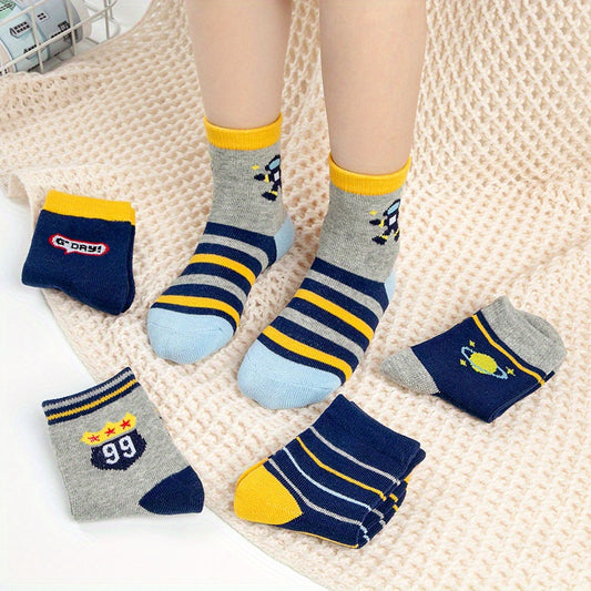 Boys Kids Casual Striped Socks Breathable Crew Socks