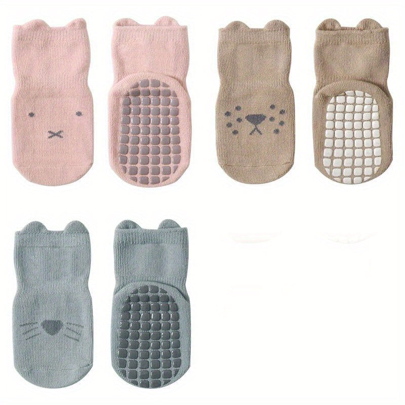 3 Pairs Cartoon Non Slip Floor Socks for Boys Breathable Sport Socks for Kids