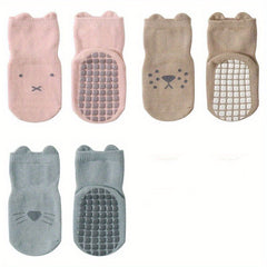 3 Pairs Cartoon Non Slip Floor Socks for Boys Breathable Sport Socks for Kids