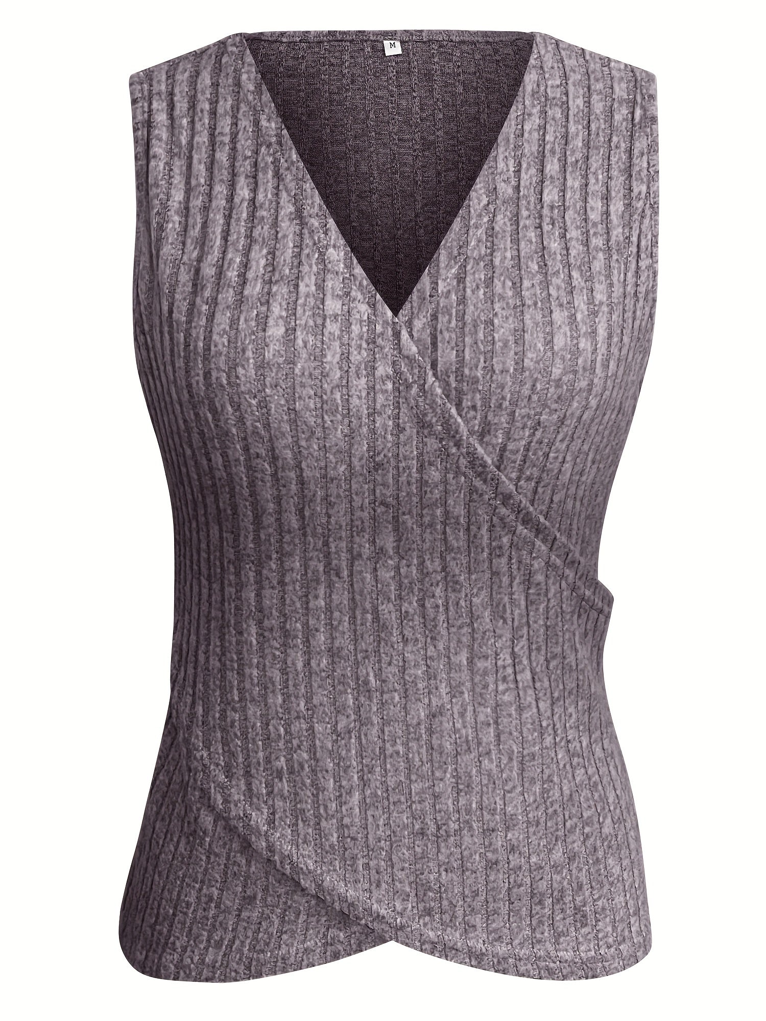 Ribbed Surplice Neck Tank Top Sleeveless Slim Fit Casual Summer Top