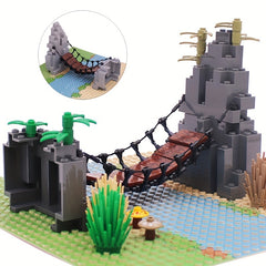 Blocks Drawbridge Set Mountain Jungle Forest Construction Building Bricks DIY