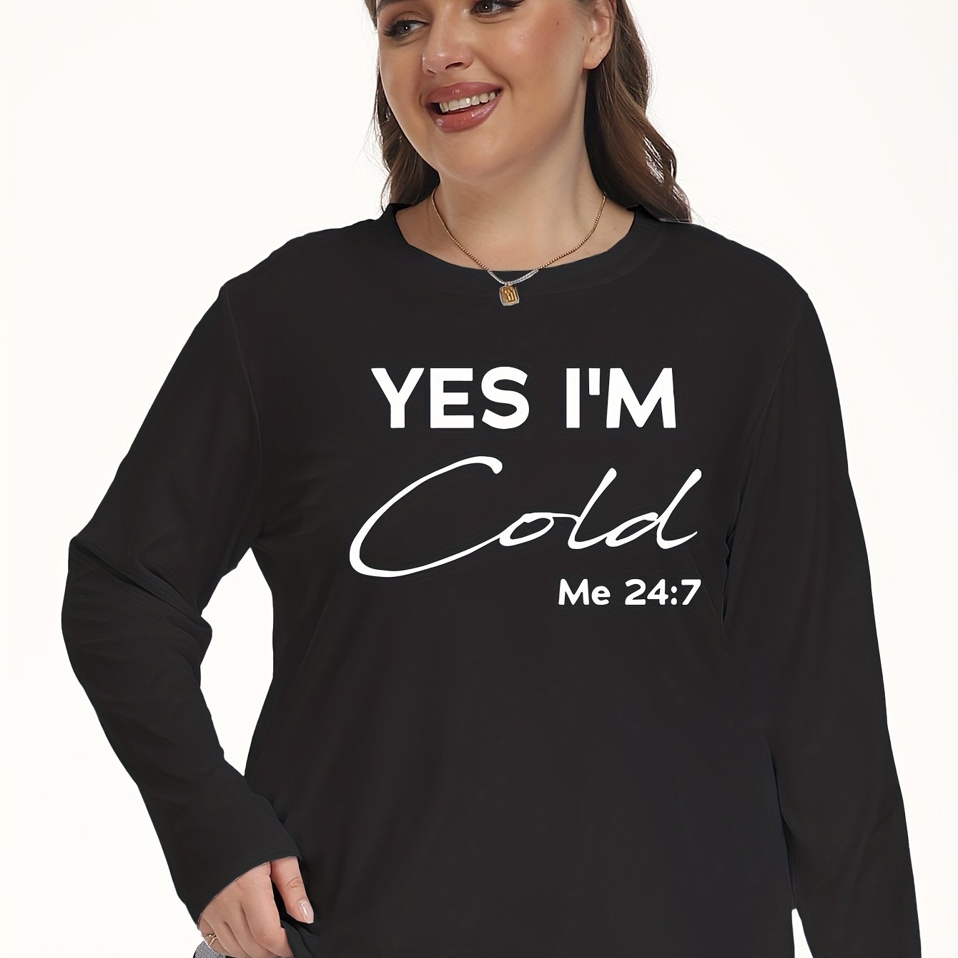 Slogan Print Long Sleeve Round Neck Loungewear Top