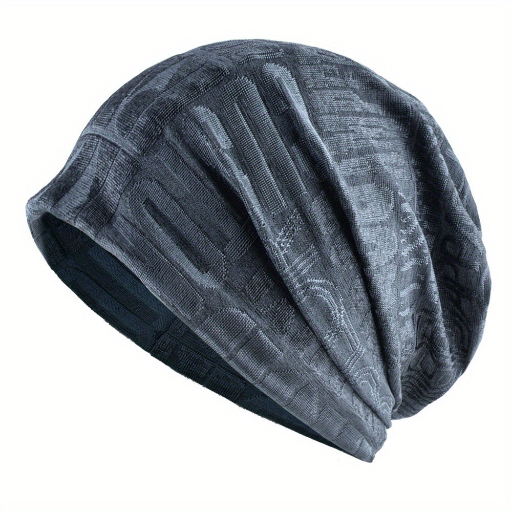 Knitted Letter Pattern Brimless Cap Elastic Headband for Outdoor Sports
