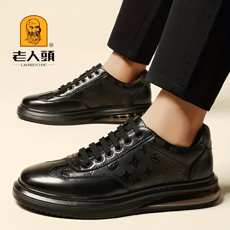 LAORENTOU Men's Leather Lace Up Skate Shoes British Style