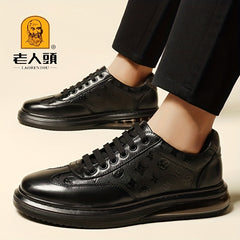 LAORENTOU Men's Leather Lace Up Skate Shoes British Style