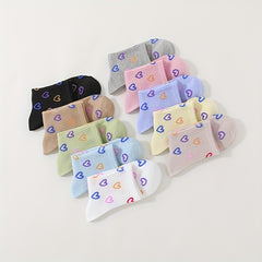 Heart Print Socks Soft & Comfy Short Socks Women's Stockings