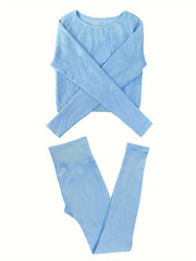 Yoga Set Long Sleeve Crop Top & Slimming Pant Sports Suit