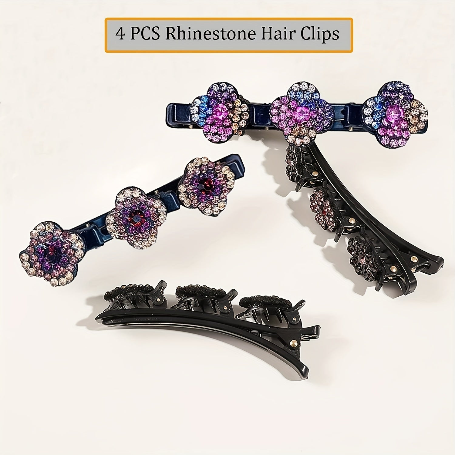 Rhinestone Flowers Hair Clips for Girls