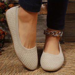 Women's Breathable Slip On Flat Shoes Lightweight Comfort Knit Shoes