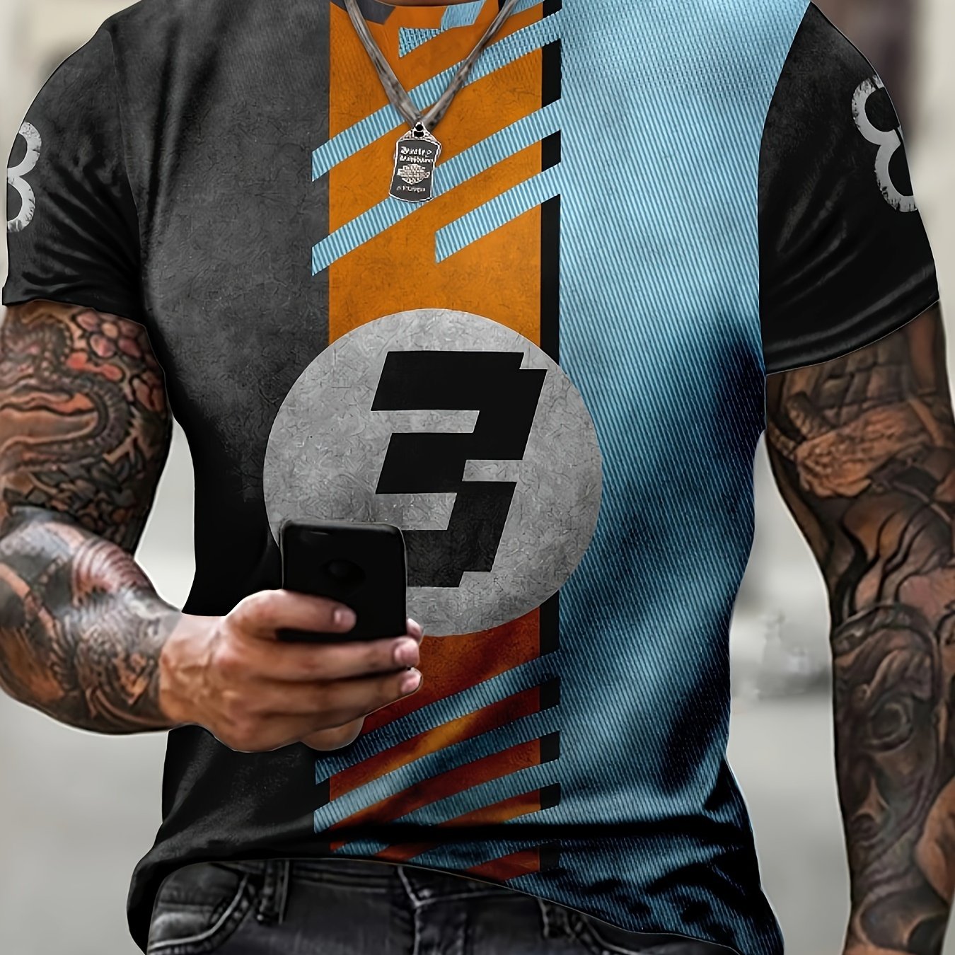 3D Print Men's Round Neck Tee Shirt for Summer