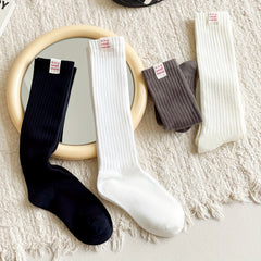 Letter Patched Calf Socks Knee High Women's Stockings