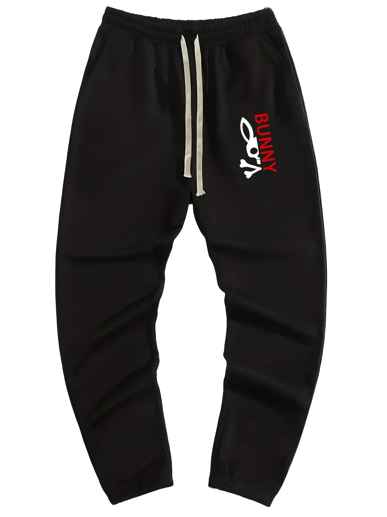 Bunny Print Drawstring Sweatpants Loose Fit Joggers Men's Casual Pants
