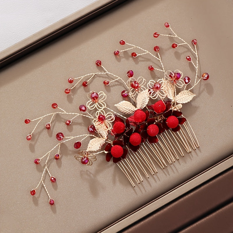 Chinese Red Wedding Hair Accessories Set