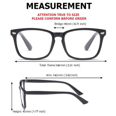 Unisex Square Non Prescription Eyeglasses Glasses