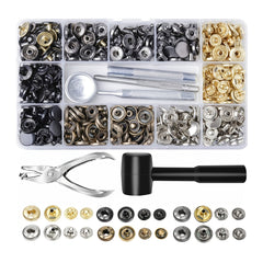 120pcs Leather Snap Fasteners Kit Metal Button Snaps Press Studs Set