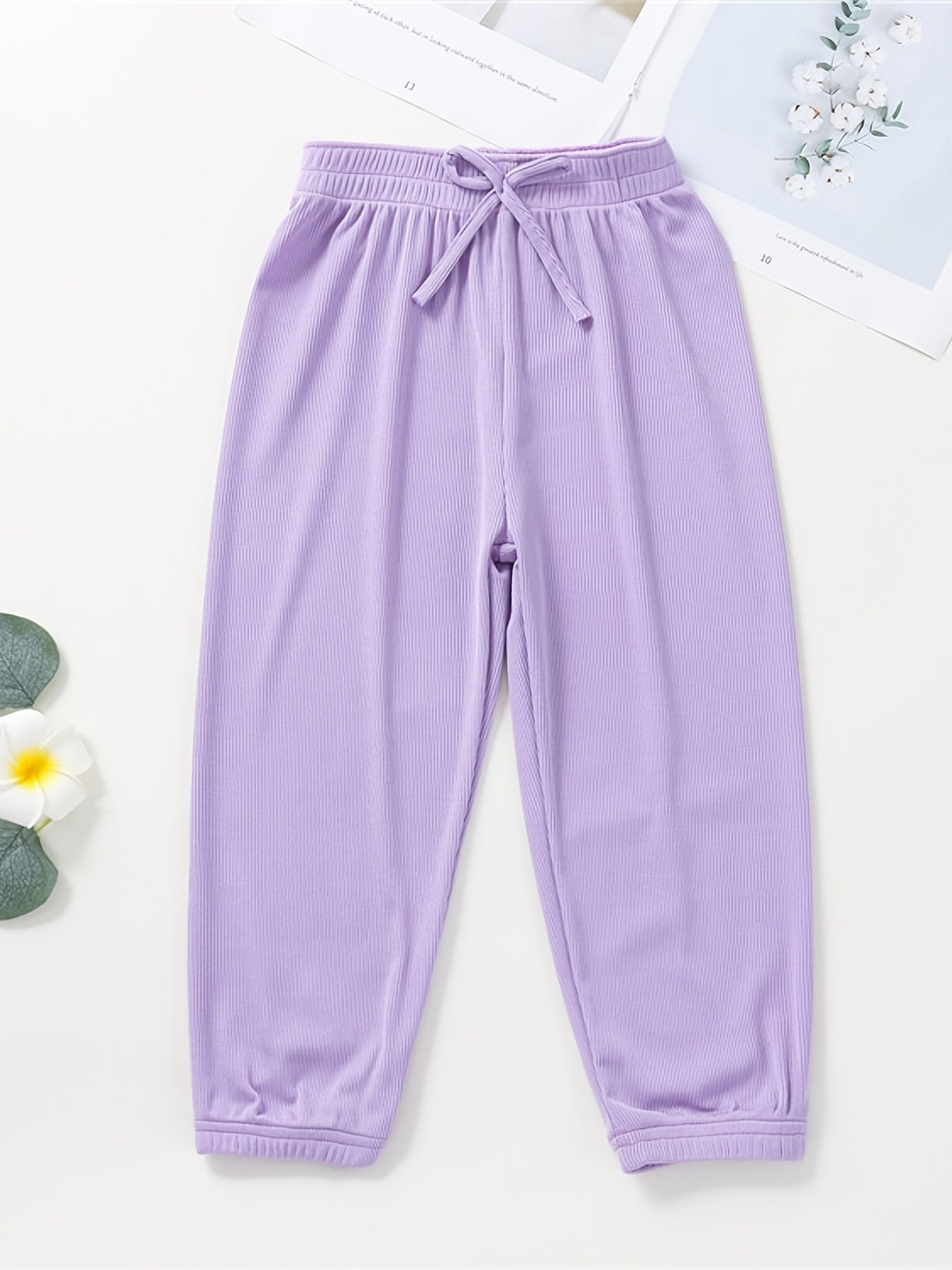 Girls Casual Sweatpants Elastic Waist Bow Loose Breathable Sport Jogger Pants