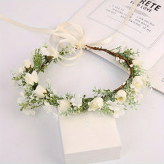 Girl's Simulated Rose Wreath Flower Hair Dress