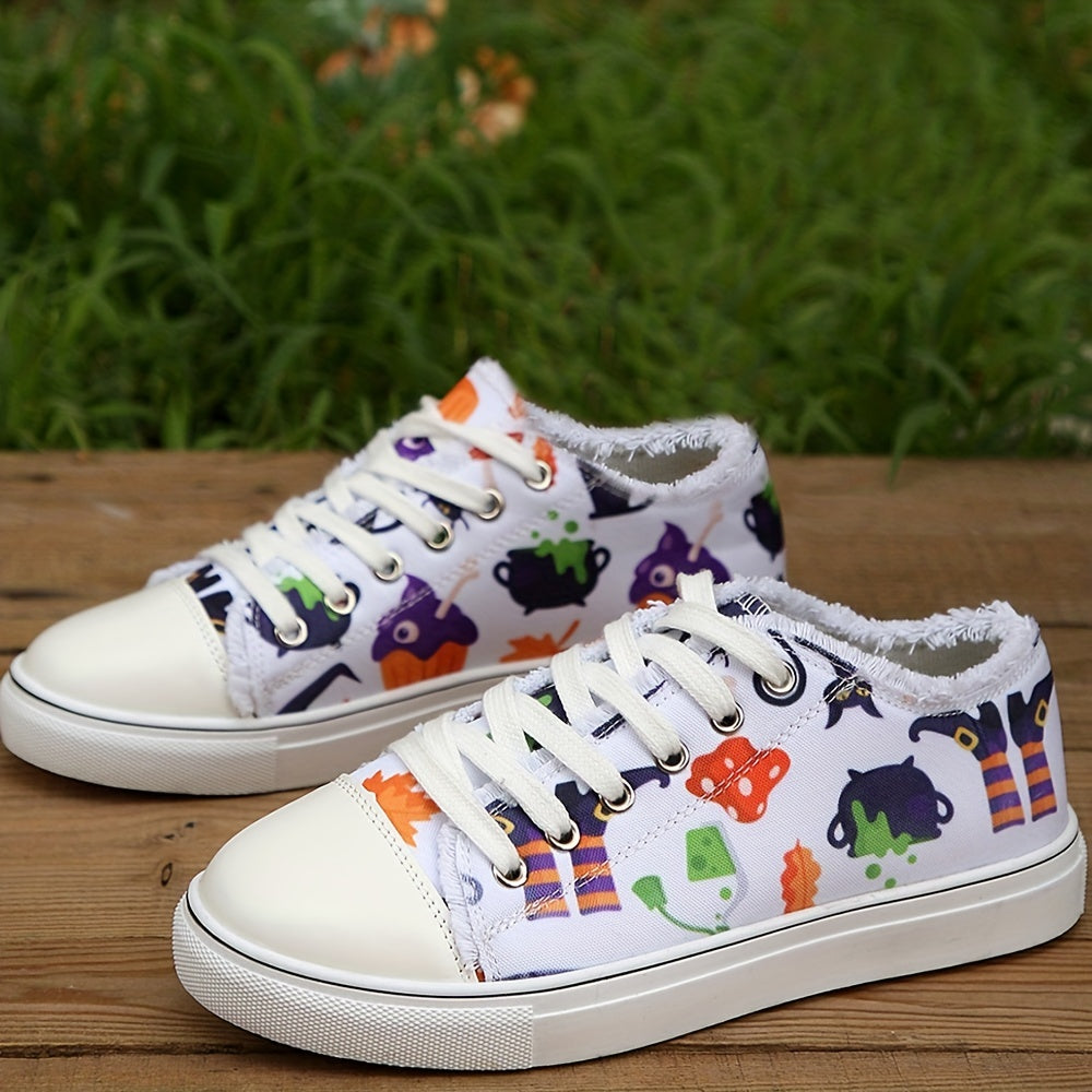 Halloween Print Skate Shoes Lightweight Breathable Low Top Sport Shoes