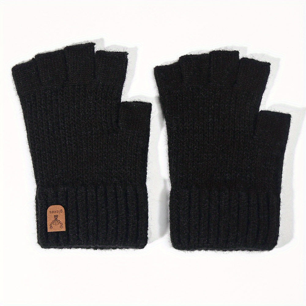 Winter Touch Screen Knitted Half Finger Gloves Men Women