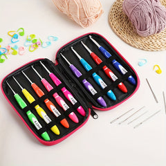 2mm 6mm Portable Crochet Set with Powder Bag Soft Handle Ergonomic Handle