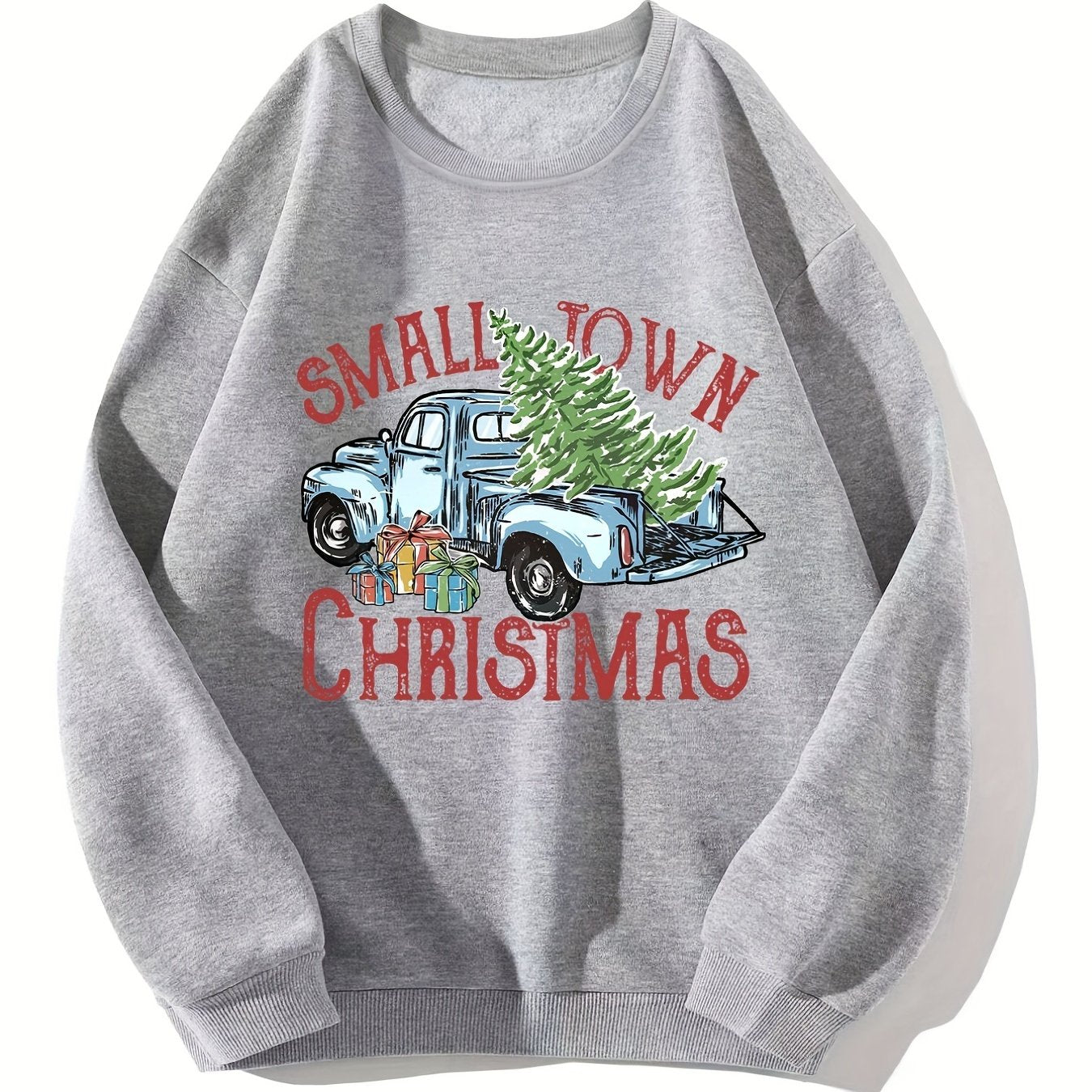 Small Town Christmas Sweatshirt Crew Neck Women's Clothing