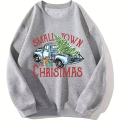 Small Town Christmas Sweatshirt Crew Neck Women's Clothing