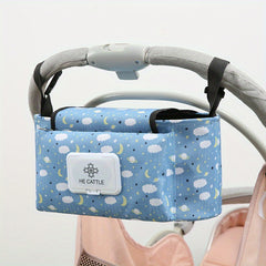 Universal Baby Stroller Storage Bag with Wipes Clip & Reversible Pouch