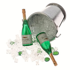 Dollhouse Accessories Pretend Play Bar Set Green Champagne Bottle & Ice Bucket