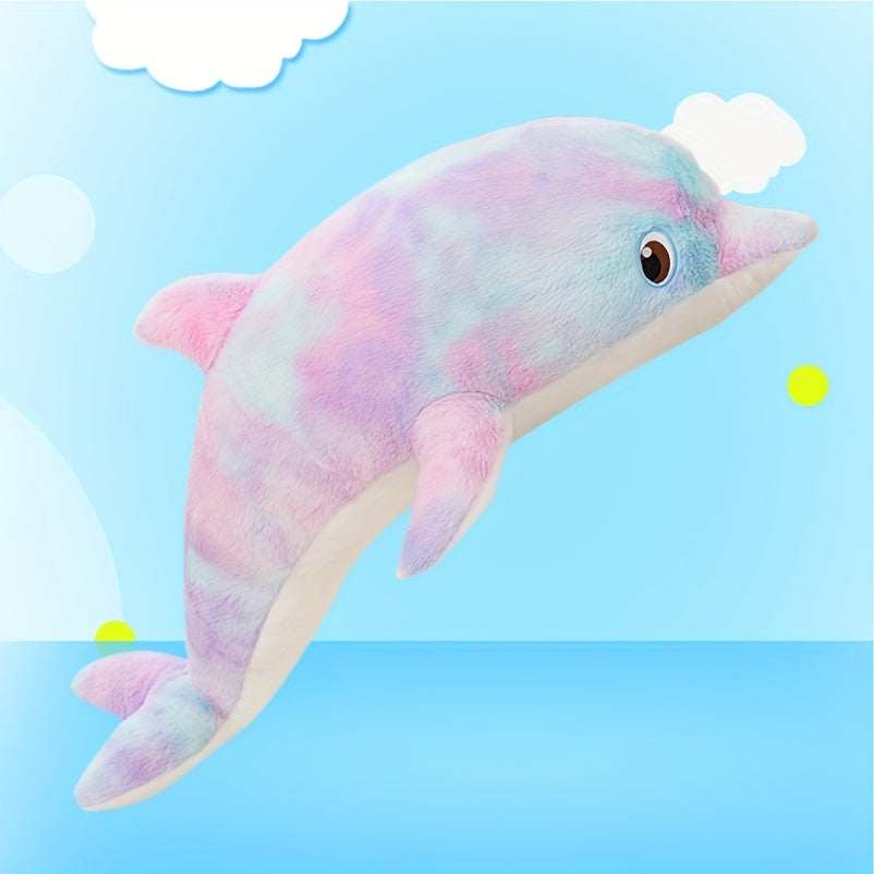 68in Colorful Dolphin Plush Toy Throw Pillow for Holiday Birthday Party