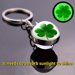 Glow Clover Key Chain Lucky Crystal Ball Irish St Patrick's Gift