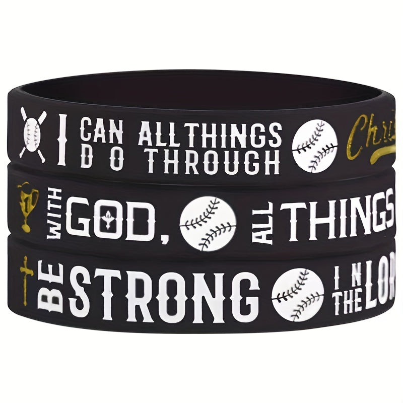 Women's Inspirational Baseball Silicone Bracelet - Motivational Wristband