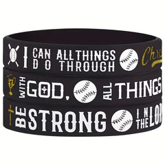 Women's Inspirational Baseball Silicone Bracelet - Motivational Wristband