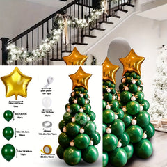 Christmas Party Balloon Kit Green Foil & Latex Balloons