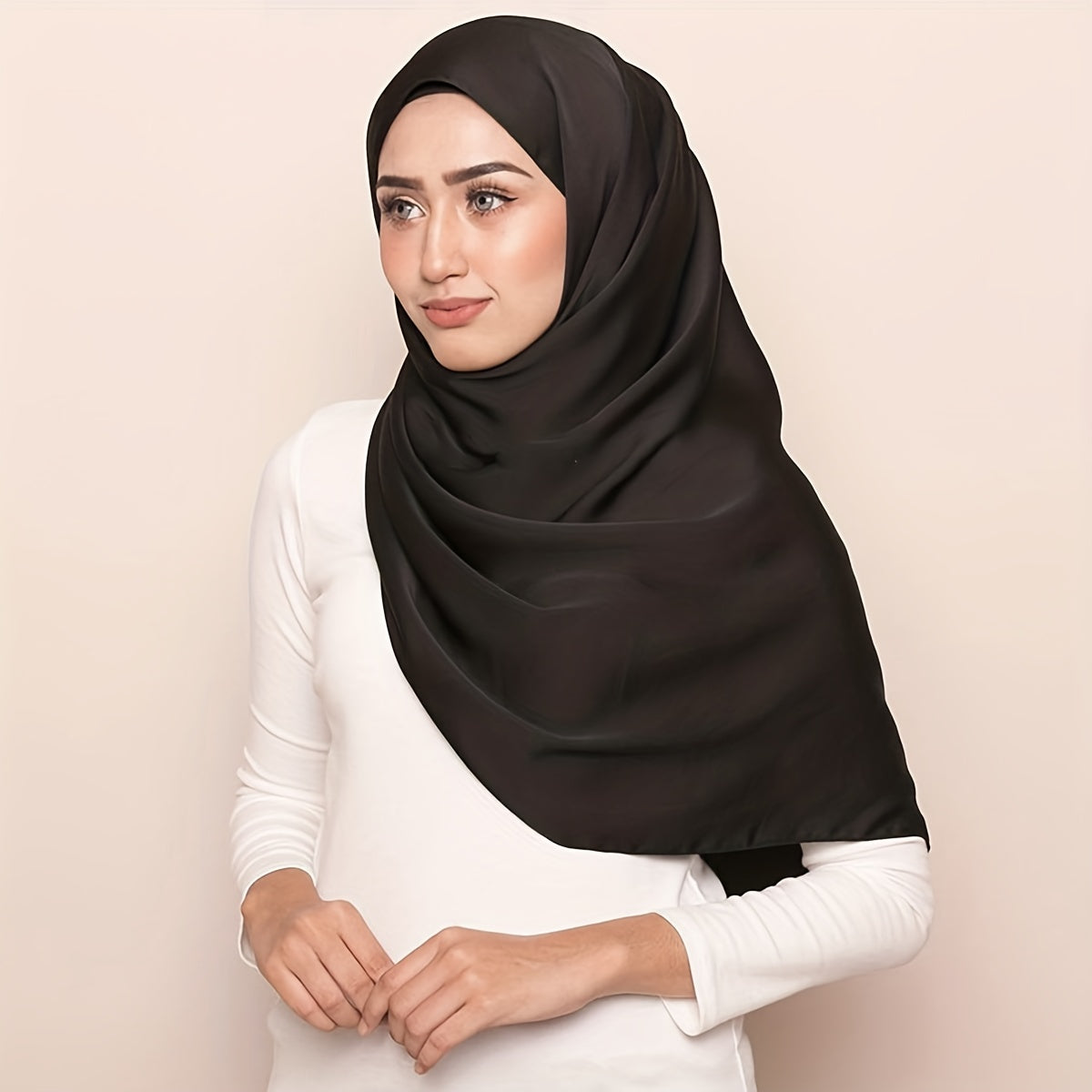 Soft Satin Solid Hijab Headscarf for Women