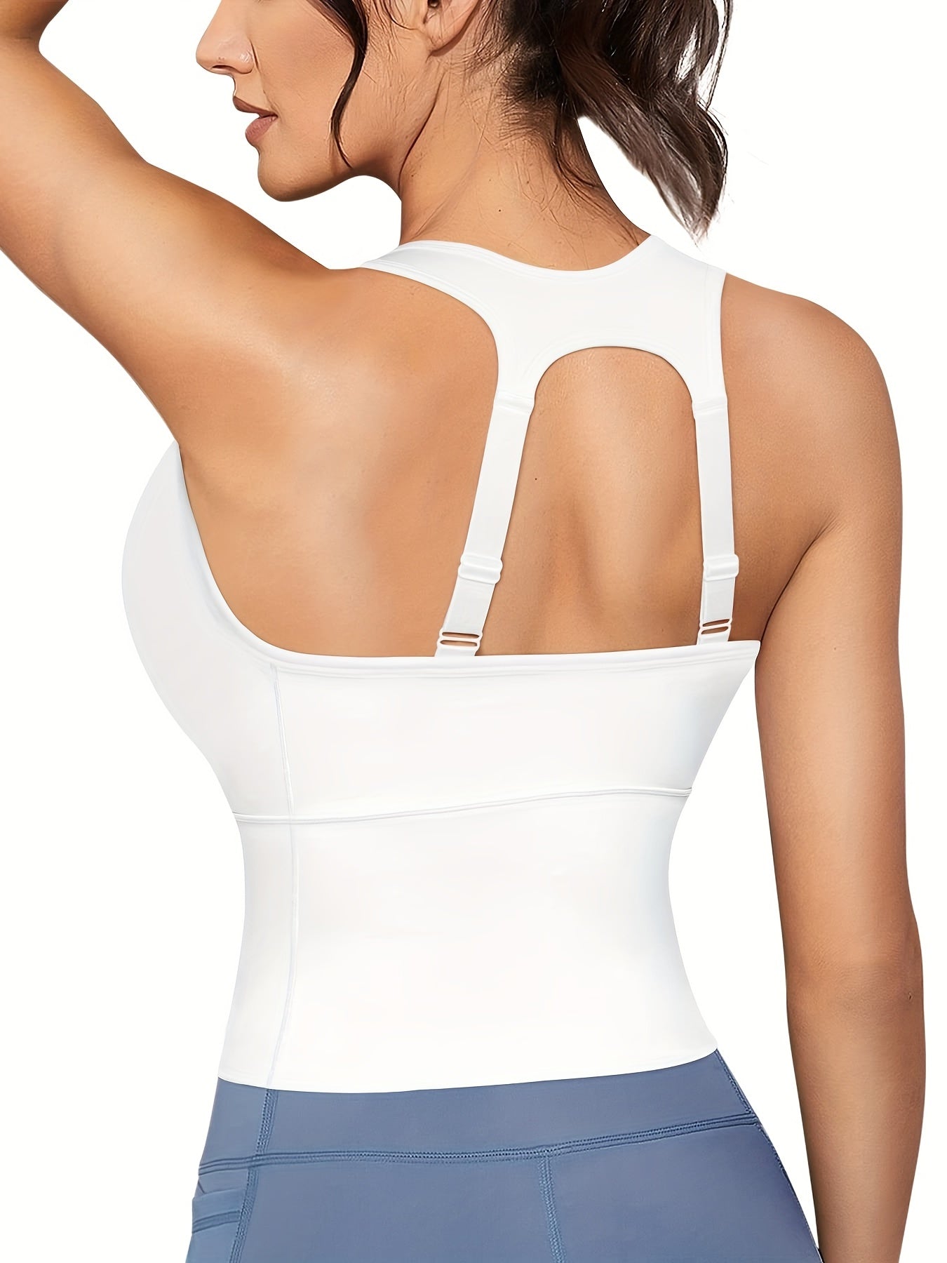 Women's Front Zip Longline Sports Bra for Running Yoga Workouts