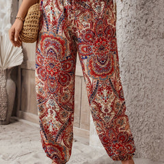 Tribal Paisley Print Drawstring Pants