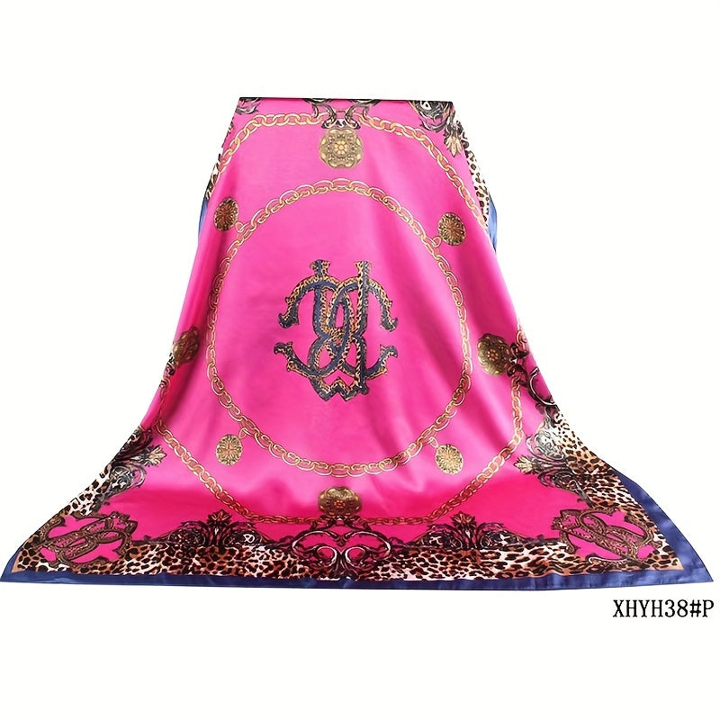 Leopard Chain Shawl Red Silk Scarf 35 43 Small Square Casual Women Wrap
