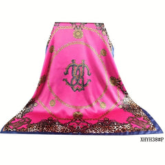Leopard Chain Shawl Red Silk Scarf 35 43 Small Square Casual Women Wrap
