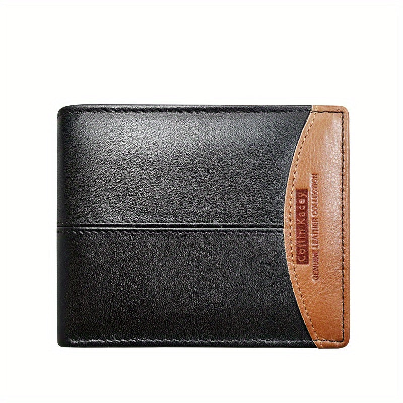 Men's Leather Bifold Wallet ID Window Birthday Gift