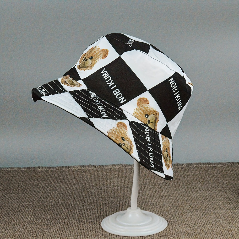 Puppy Print Bucket Hat Sunshade Sunscreen Reversible Wear