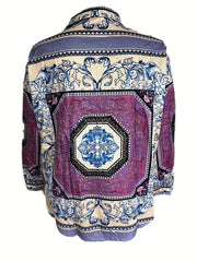 Blouse Women's Plus Paisley Floral Print Long Sleeve Shirt Top