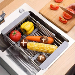 1pc Retractable Drain Rack Kitchen Rack Convenient Storage Rack